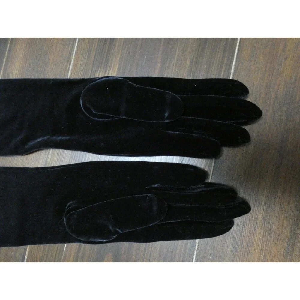 Fownes Women's One Size Black Velvet Long Gloves Elbow Stretch Soft
